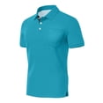 thumbnail image 5 of Mens Fashion Polo Shirts Cotton Classic Short Sleeve Thermal Button Shirt with Pocket Turquoise 3XL, 5 of 5