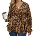 thumbnail image 1 of SCOMCHIC Long Sleeve Tunic Tops for Women Plus Size Long Sleeve V Neck Peplum Tops Leopard Print XL, 1 of 5