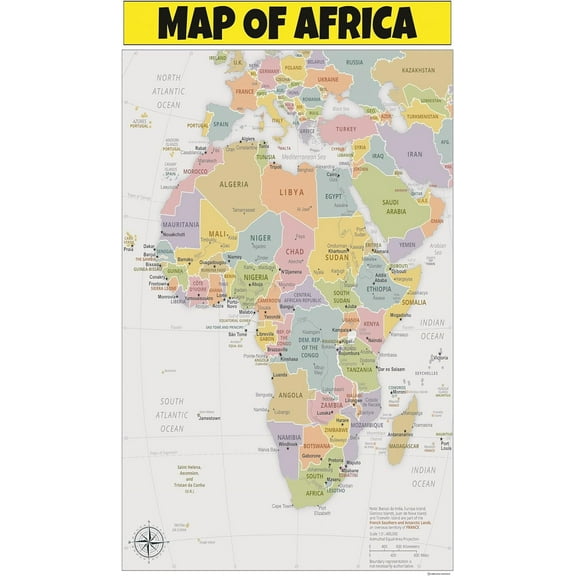 18x24 Map of Africa - Laminated Wall Map Poster Print Perfect for Classrooms and Homes - Vivid Imagery with Bright Colors