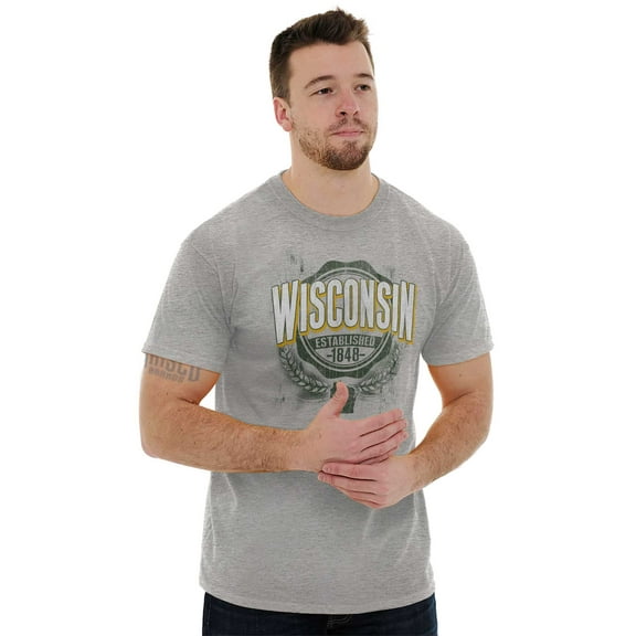 Wisconsin WI Student Campus Pride Men's Graphic T Shirt Tees Brisco Brands S