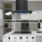 Island Mount Range Hood 36 inch Kitchen 3-Speed Extractor Fan Mesh Filter Tempered Glass