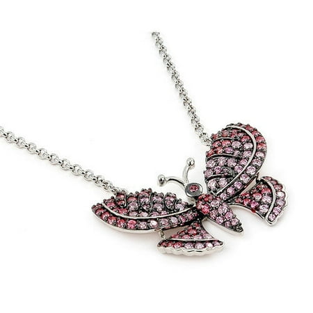 Plutus Partners Ferroni Sterling Silver Swarovski Elements Zirconia Butterfly Necklace