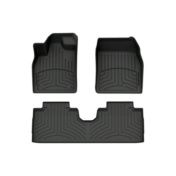 WeatherTech FloorLiner HP Custom Fit Floor Mats compatible with 2021-2025 Ford Mustang Mach-E - 1st & 2nd Row, Black