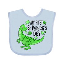 Inktastic My 1st St. Patrick's Day Green Dinosaur Boys or Girls Baby Bib