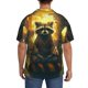 thumbnail image 3 of Balery Tree Meditating Raccoon Camisa Casual de Manga Corta con Botones para Hombre, Texturizada, Estilo Cubano, para Playa, Verano-4X-Large, 3 of 5