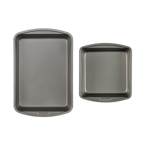 GoodCook Nonstick Steel 8" x 8" and 13" x 9" Baking Pan Set, Gray