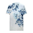 thumbnail image 7 of JTZGDY Womens T Shirts Short Sleeve Tops Boho Floral Printed Casual Pleated Front Tunic Blouses Flowy Dressy Crew Neck Summer Outfits Light Blue#06 S, 7 of 7