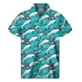 thumbnail image 2 of Camisa hawaiana con estampado 3D de delfines y dibujos animados para hombre, camisetas de manga corta a la moda Harajuku, blusa con botones, 2 of 4