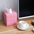 thumbnail image 2 of ABPETE Pink Square Tissue Box Cover - Modern Leather Cube Facial Tissue Holder for Bathroom, Living Room and Office Decor, 2 of 11