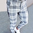 thumbnail image 2 of Outfmvch Joggers For Men Mens Jeans Men'S Casual Plaid Print Party Suit Pants Stretch Feet Pants With Pockets Men'S Pants White Xxl, 2 of 8
