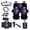 Black and Purple - Skull Rose, variant on LedBack Car Seat Covers Full Set Bat Spider Web Print Car Front Rear Seat Covers Steering Wheel Cover Center Console Pad Safety Belt Pads Garbage Bag Rear View Mirror Protector Cup Mats