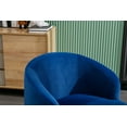 thumbnail image 3 of Velvet Swivel Barrel Accent Sofa Chair, Upholstered Club Chair with Wrap-Around Backrest, Cozy Leisure Vanity Chair with Black Powder Coating Metal Base for Living Room, Bedroom, Blue, 3 of 7