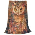 thumbnail image 2 of Colorful Mandala Owl Flannel Throw Blanket, Soft, Warm, Durable Artistic Blanket, for Bed, Couch & Travel, Machine Washable 50x40in, Striking Blue Eyes, 2 of 7