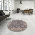 thumbnail image 4 of Ahgly Company Machine Washable Indoor Rectangle Industrial Modern Khaki Rose Pink Area Rugs, 2' x 3', 4 of 7