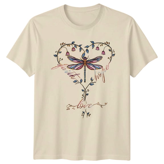 Dragonfly Love Hope T-Shirt Nature Women Graphic Tee All Size S-5XL