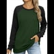 thumbnail image 1 of Sudadera Ligera de Larga con Cuello Redondo y Diseño Raglán con Bloques de Color para Mujer Verde Oscuro XL, 1 of 10