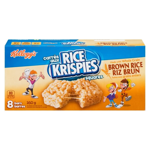 Barres carrées aux riz brun Rice Krispies de Kellogg's, 160g, 8 barres 160 g