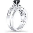 thumbnail image 2 of beryl_creation 14K White Gold Plated 925 Sterling Silver 1.32 Ct Round Cut Black Diamond Wedding Engagement Bridal Ring Set For Women's -8.5, 2 of 3