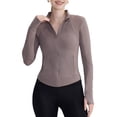 thumbnail image 2 of Womens Workout Jackets, Full Zip Slim Fit Athletic Running Sports Track Jacket with Ebony Ash Gray S, 2 of 9