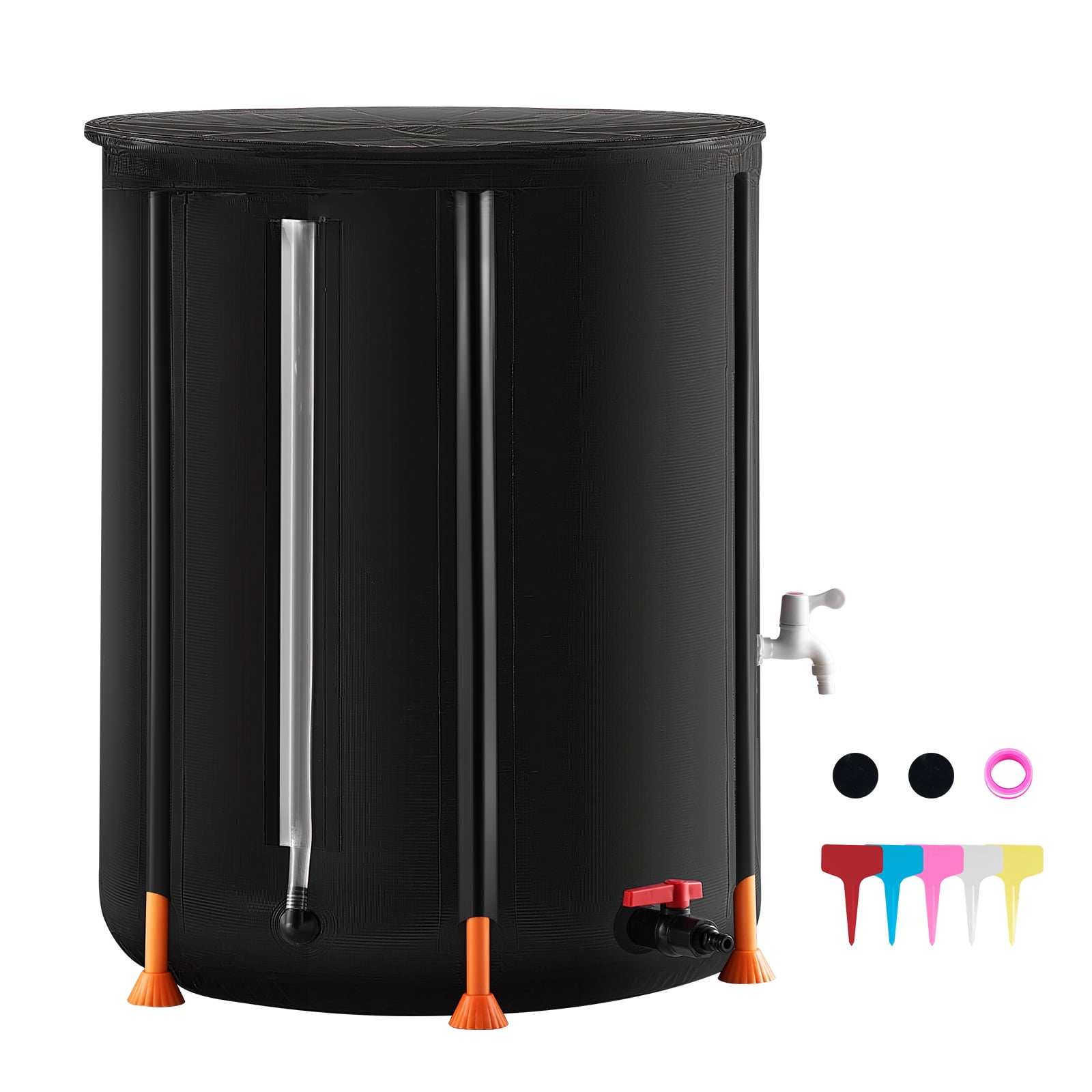 KFFKFF Foldable Water Barrel, 100 Gallon/380 L, Durable PVC Construction, Includes Spigots & Overflow Kit for Efficient Garden Irrigation
