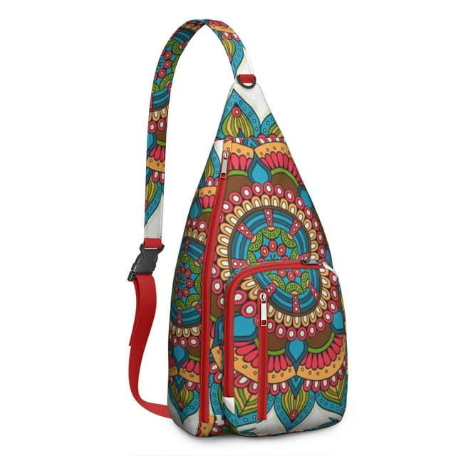 Mystic Mandala Sling Backpack - Exotic Geometric Pattern Crossbody Shoulder Bag, RFID Blocking Secure Pockets