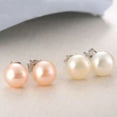 thumbnail image 2 of K-KED 925 Silver 7-8MM Natural Classic Genuine Freshwater Pearl Stud Earrings-Pink, 2 of 9