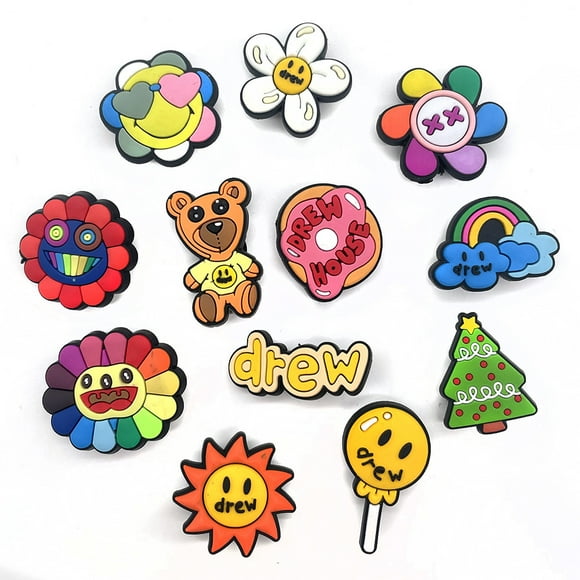 12 Pack Flower Croc Charms for Shoes, Bracelets & Bags | Jibbitz Crocs Made of Unbreakable & Non-Toxic PVC | Fun Gift for Kids, Boys, Girls & Adults