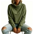 thumbnail image 6 of Women Cowl Neck Turtleneck Knit Pullover Sweater, Soft Thick Long Sleeve Loose Drop‑Shoulder Sweatshirt, Casual Daily Tops for Fall Winter, 6 of 6