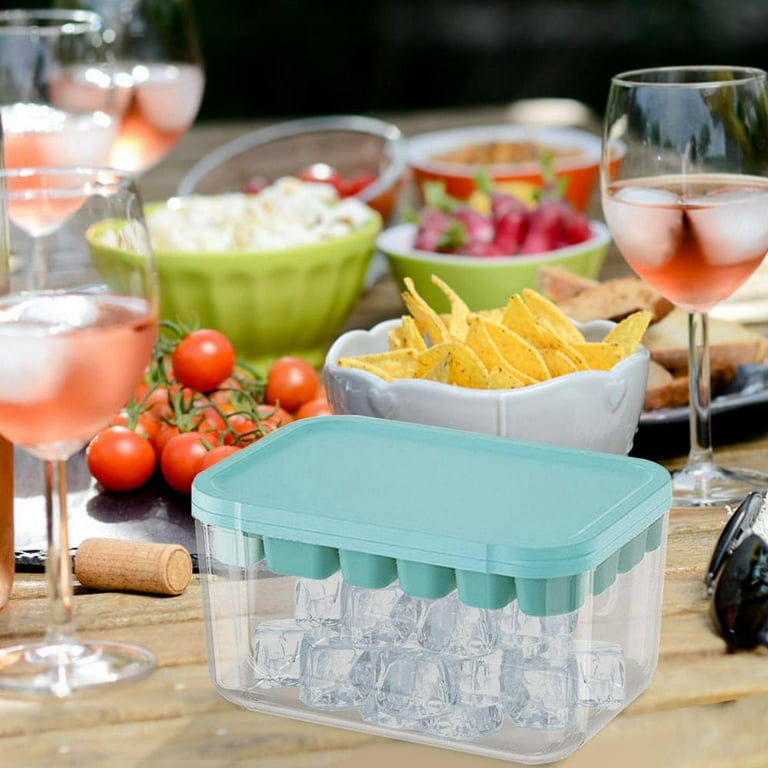 Sugarday Silicone Ice Cube Trays Molds with Lids for Freezer 4 Pack Mini 14 Cubes per Tray for Cocktails
