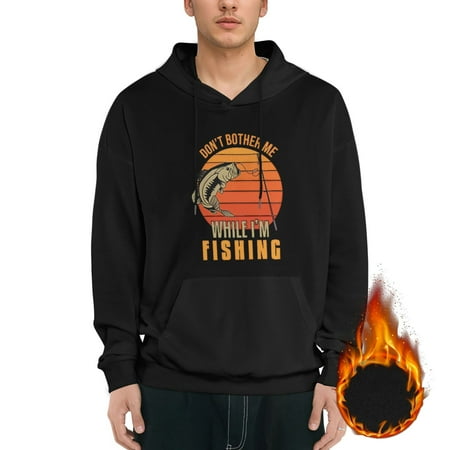 Pngtree Don't-bother-me-while-i-am-fishing Graphic Hoodies for Men Letter Print Long Sleeve Casual Streetwear Pullover Sweatshirt with Pocket mens Ecosmart Hoodie,Black L