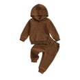 thumbnail image 2 of Toddler Baby Girl Boy Clothes 6 12 18 24 Months 2T 3T 4T 5T Solid Color Long Sleeve Hoodie Pants Fall Winter Outfit, 2 of 9