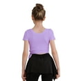 thumbnail image 2 of inhzoy Kids Girls Ballet Dance Crop Top Slit Irregular Hem Wrap Tops Gymnastics Short Sleeve T-Shirt Light Purple 7-8, 2 of 6