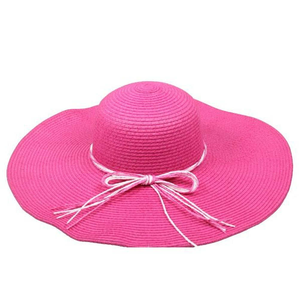 Coool Womens Hot Pink 5 inch Brim Floppy Straw Hat Summer Fashion