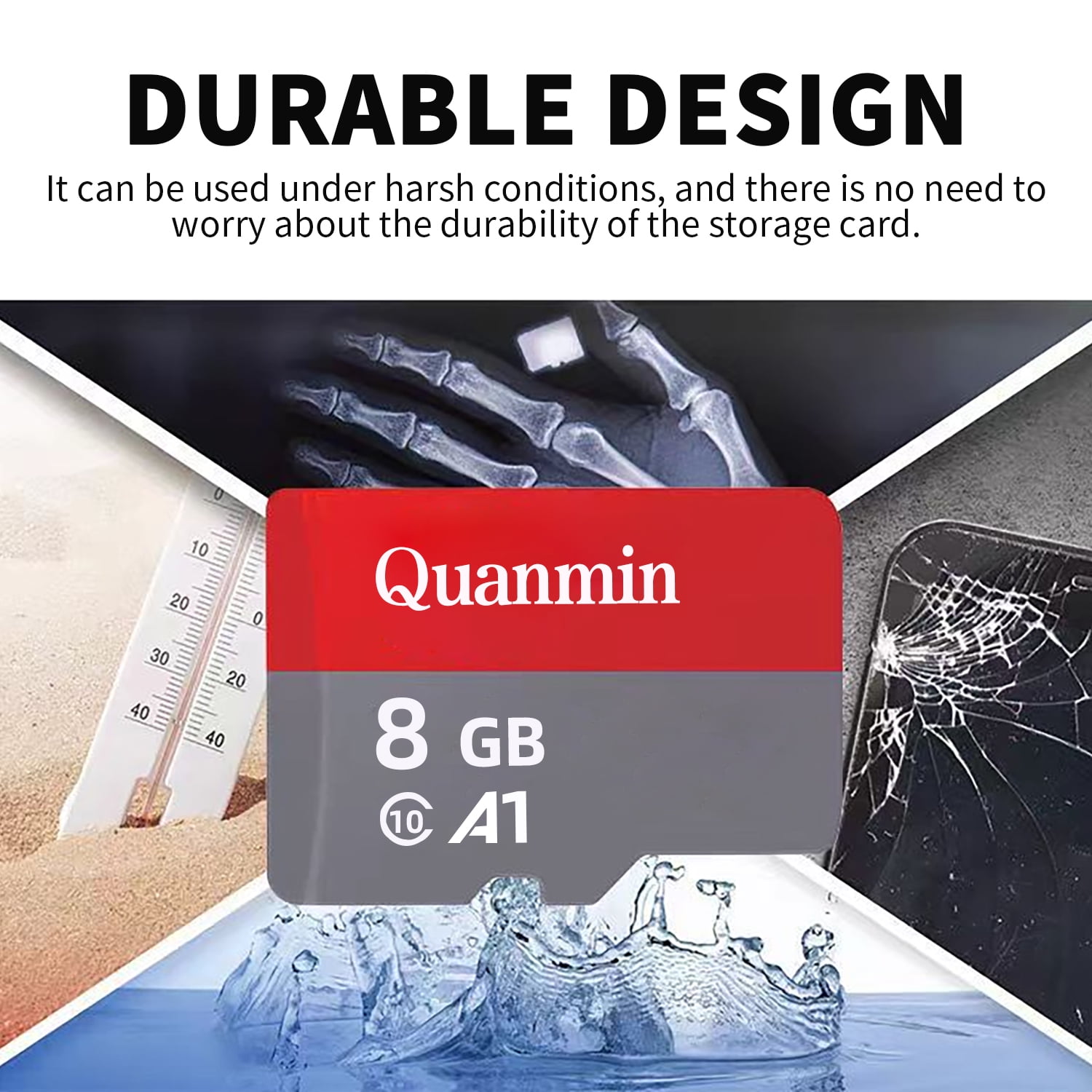 Quanmin Ultra 8GB Memory Card,SD Card 6 Pack, Micro SD/TF Flash C10 A1 Memory TF Card for Camera/Tablet/Mobile Phone/Game/Car Audio/Console (6 Cards + 2 Adapter)