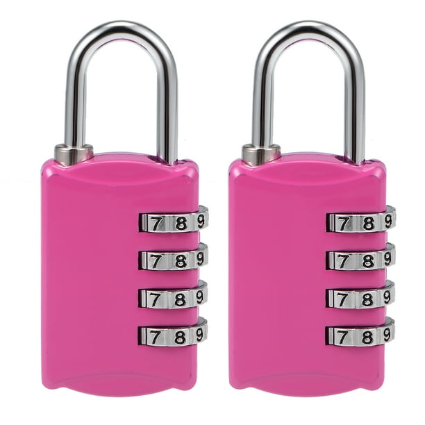 Candado de Combinación de 4 Dígitos, Candados de Código de Grillete de Acero de 4mm Color Rosa Rojo 2Pcs