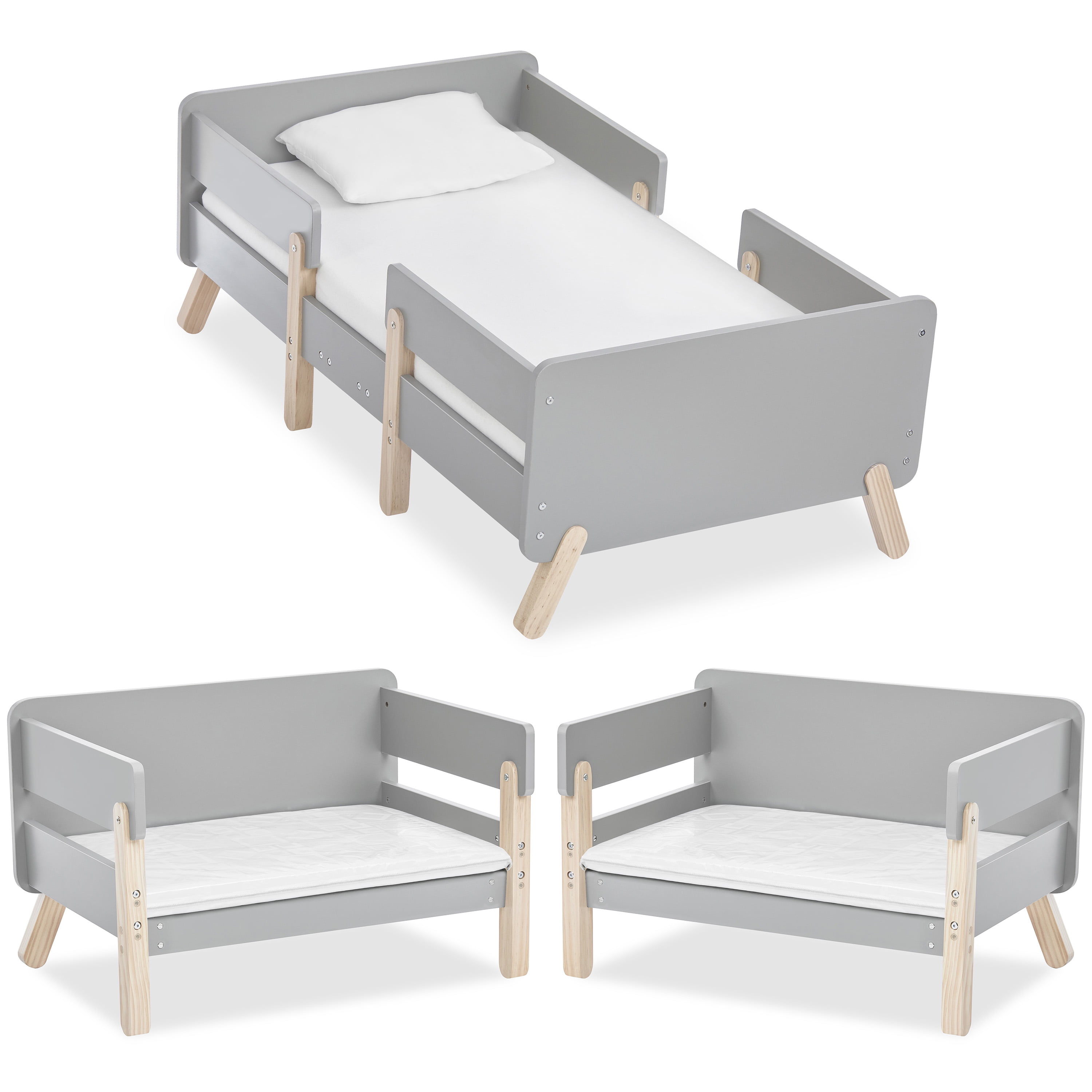 JPMA & Greenguard Gold Certified Dream on Me Osko Convertible Toddler Bed made with Sustainable New Zealand Pinewood, Gray