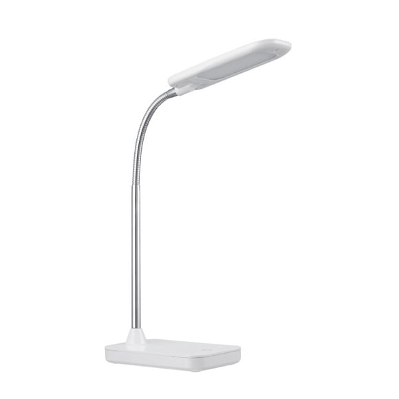 Lampe de bureau à ampoule DEL intégrée, fini blanc et chrome