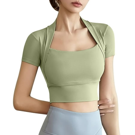 

CLZOUD Comfy Bras for Women Green Women s Solid Color Inner Fit Plus Size Vest Yoga Sports Beauty Back Bra M