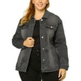thumbnail image 1 of GRACE & GRANDEUR Veste en Jean Denim pour Femme Grande Taille à Manches Longues, Boutonnée, Coupe Régulière, Gris 4X, 1 of 6