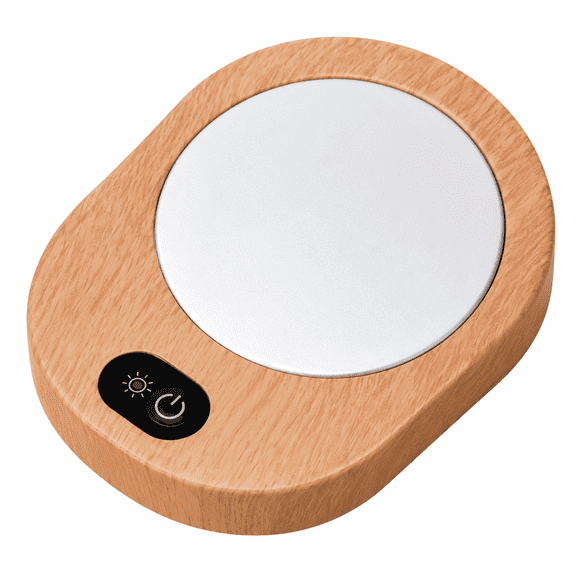 MONTERA Coffee Mug Warmer,Smart Beverage Cup Warmer,Battery Operated Candle Warmer Plate,55-65°C Tea Cup Warmer,Usb Rechargeable,Wood Style Warmer Plate,Touch Control Coffee Heater for Tea Coffee