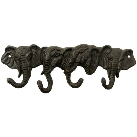 

Metal Wall Mount 4 Elephant Head Hooks Jewelry/Purse Hook Key Ring/Hat/Coat Rack