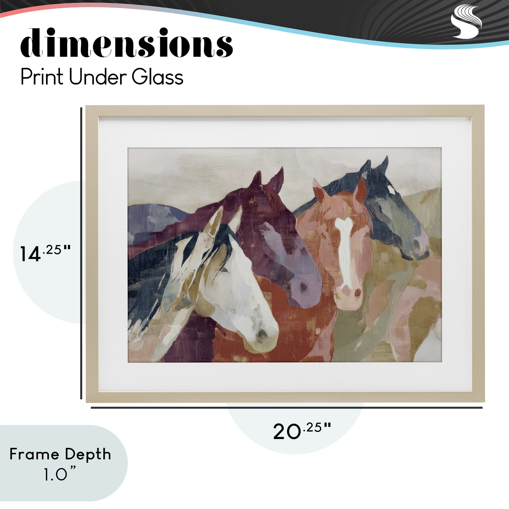 Stupell Industries Calm Horses Abstraction Birch Framed Print Under Glass, design by Chromatic Storm Studio