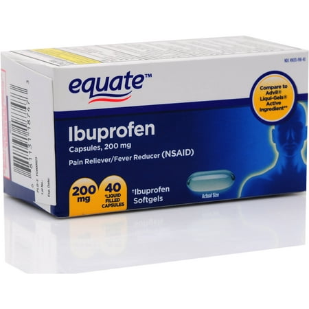 Equate Ibuprofen Softgels 200 mg Pain Reliever/Fever Reducer, 40 ct