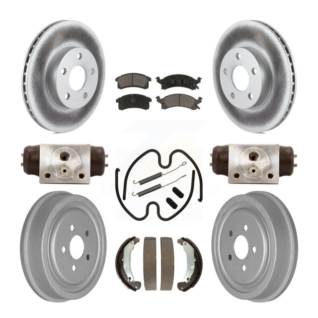 Transit Auto Front Rear Coated Disc Brake Rotors Ceramic Pads and Drum Kit (9Pc) for Car 2003-2005 Pontiac Sunfire Chevrolet Cavalier KGC-102222