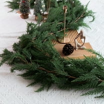 KOYPTL 71 Inch Artificial Christmas Garland Real Touch Greenary Norfolk Pine Garlands Fluffy Garland Christmas Decorations for Fireplace Staircase Door Window Table Indoor Outdoor Home Decor