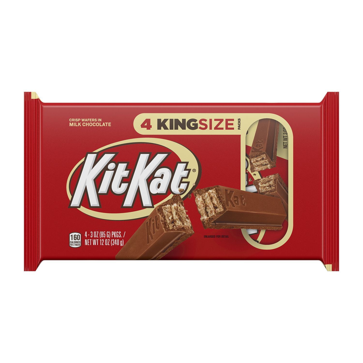 KIT KAT, Milk Chocolate King Size Wafer Candy, Individually Wrapped, 3 oz, Bars (4 Count)