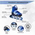 thumbnail image 5 of Eonwise Adjustable Size Inline Skates With Led Flash Light On Wheels For Unisex Kids | Age 7 To14 Years (Blue) Soft Boot Support System With Double Cam-lever Buckle.push Button Adjustment System, 5 of 5