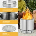 thumbnail image 2 of Dextrus 19-Inch Stainless Steel Smokeless Fire Pit with Removable Ash Pan and Carry Bag and for Camping and Outdoor Gatherings - Silver, 2 of 5
