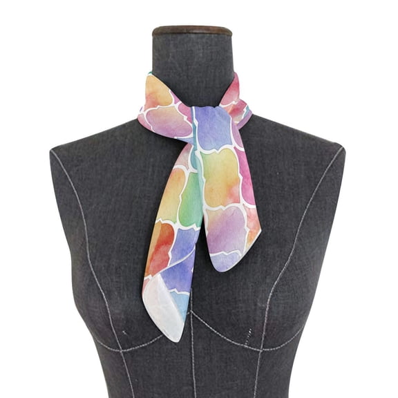 Square Scarf 24x24 Inch Rainbow Lantern Watercolor Silky Satin Sun Protection Neck Scarf for Women Multi-Purpose Head Wrap Bandana for Hair Bag Decoration
