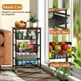 4Tier Small Kitchen Storage Cart on Wheels, Metal Fruit Basket Stand